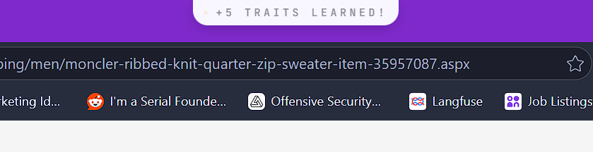 Dynamic Island showing learned traits